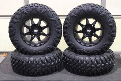 MULE SX 28'' QBT 846 8 Ply RADIAL ATV TIRE 14'' HD6 BLK WHEEL KIT KAW1CA
