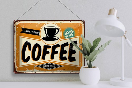 Blechschild Retro 40x30 cm Kaffee hot fresh Coffee Metall Deko Schild tin sign - Bild 4 von 5