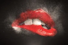 Art Giclee Oil Painting Red Lips Picture , ,Unique Printed Canvas