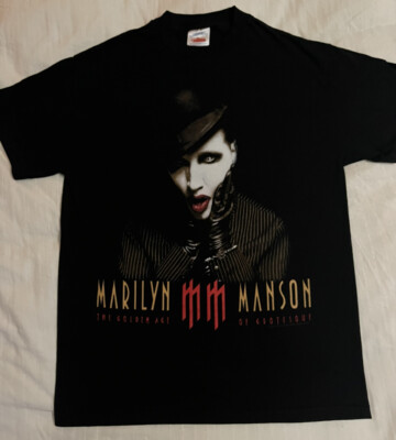 00s MARILYN MANSON GROTESK BURLESK 実寸L Black Vintage T-Shirt - Marilyn Manson Grotesk Burlesk - L'ÉTIQUETTE