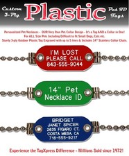 PET ID Collar Necklace-Custom Engraved SMALL Dog Cat Identification Name Tag