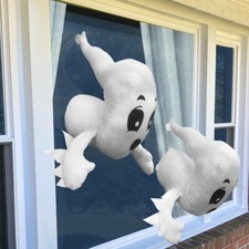 1/2Pcs Window Crasher Ghosts Halloween Broken Window White Flying Hanging Ghost