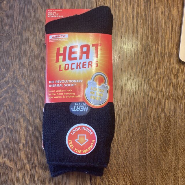 NWT Heat Lockers Thermal Socks Black Unisex M 7-12 W 8-13