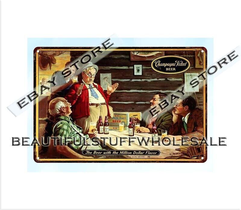 living room decor A bar memorabilia BEER WITH FISHERMEN metal tin sign