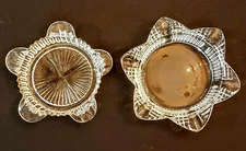 Glass Flower Ashtray LOT 5" Ribbed Floral Pattern Tobacco MCM VTG Collectible