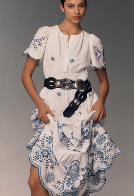 anthropologie eyelet maxi dress By Anthropologie Eyelet Button-Front Maxi Dress