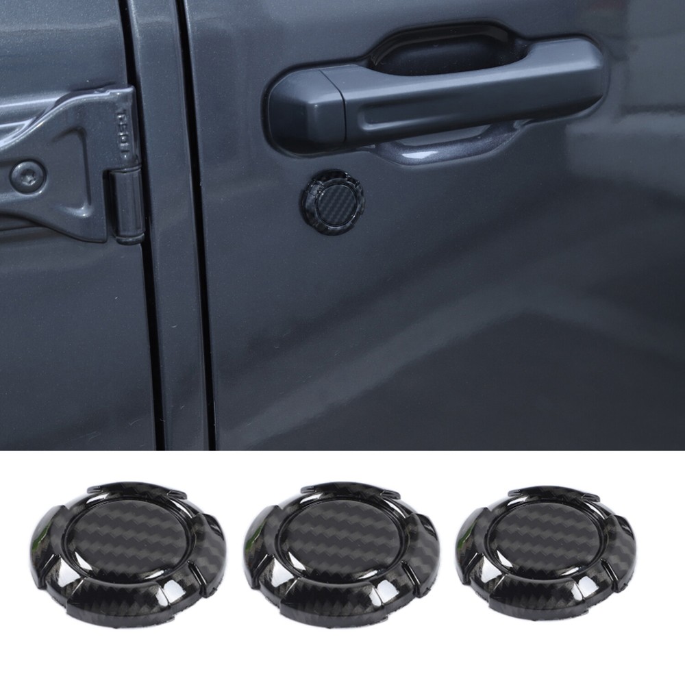 Carbon Fiber Look Door Lock Keyhole Cover For Jeep Wrangler JL JT 2018-2024