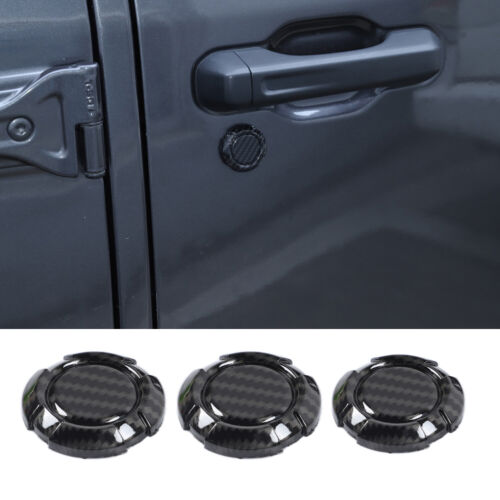 Cubierta de ojo de cerradura de puerta con aspecto de fibra de carbono para Jeep Wrangler JL JT 2018-2024
