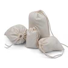 12 x 16 Inches 100% Cotton Reusable Storage Premium Single Drawstring Bags