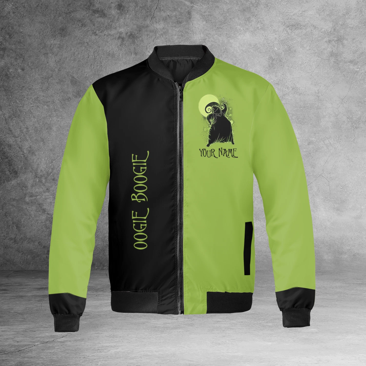 Personalized Oogie Boogie Nightmare Before Christmas Black & Green Jacket