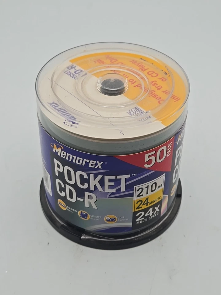 Memorex Pocket CD-R Recordable Disc MP3 Compatible 210 MB 24 Minute 50 Pack NEW - Image 2 of 4