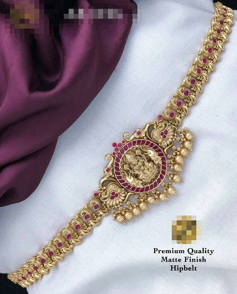 Cinturón de cintura enchapado en oro para boda del sur de la India de Bollywood joyería Kamar Bandh Foto 2 de 4