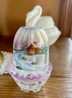 Vintage Fenton French Opalescent Winter Aura Fairy Lamp painted  by L Everson