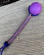 Dog Training Ball w/ 12" Paracord Handle Fetch and Reward Toy 3" Ball Americana