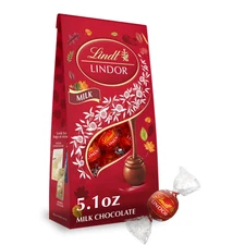 Lindt LINDOR Milk Chocolate Candy Truffles, 5.1 oz. Bag