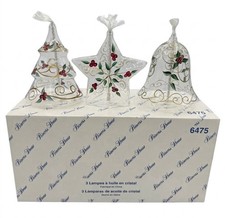 Princess House Christmas Crystal Oil Lamp Set of 3 #6475 Bell Star Tree NIB