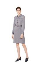 Tori Burch Christelle Belted Blue & White Chain Print Silk Shirt Dress Sz 0