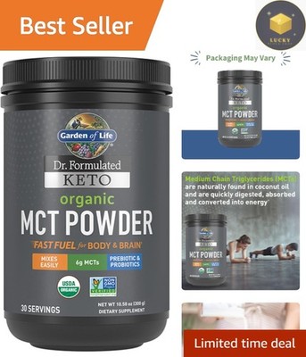 Organic  MCT Powder - 30 Servings with Probiotics & Fiber for Gut Health