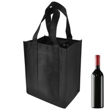 6 Bottle Wine Carrier Tote, Non-Woven Wine Bags Reusable Wine Travel Bag