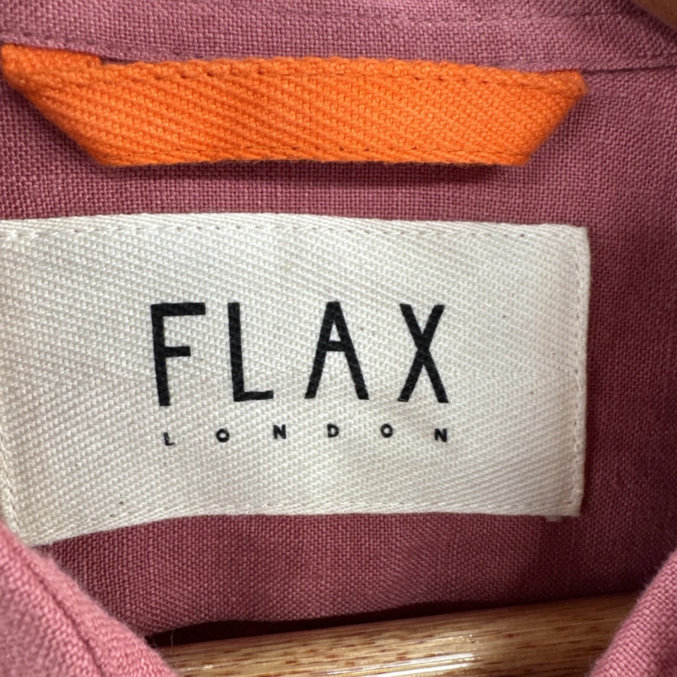 Flax London Linen Shirt Mens Medium Red Long Sleeve Button Up Resort Beach Adult - Image 4 of 4