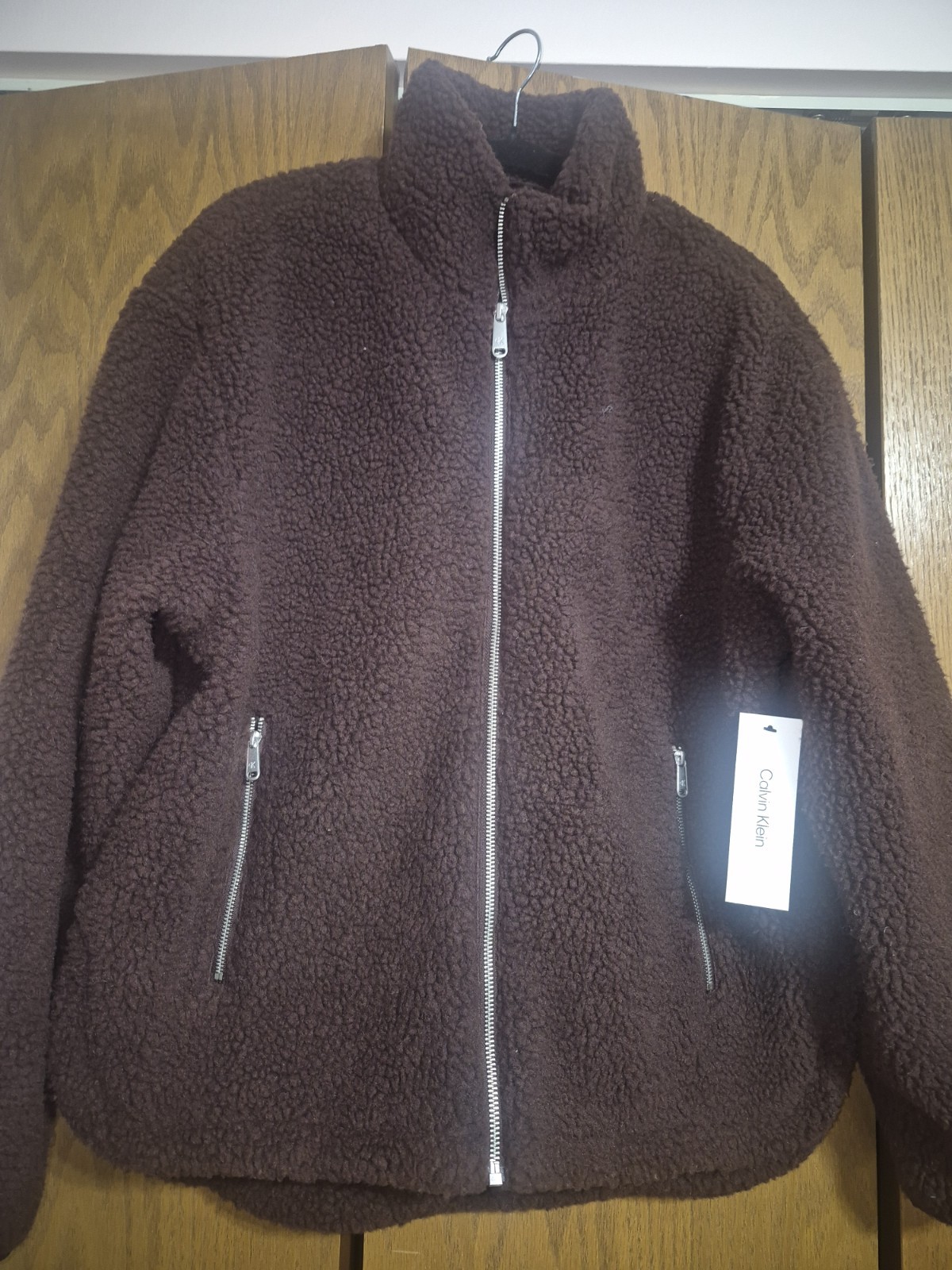 Calvin Klein Jeans Rich Brown Zip Jacket with Pockets Women’s Size L/G