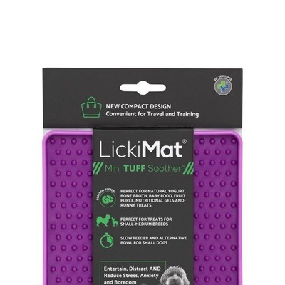Lickimat Mini Tuff Soother Slow Food Bowl Anti-Anxiety Mat for Dogs (Purple)