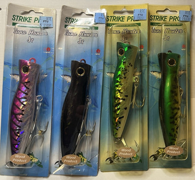 Lot of 4 Vintage Strike Pro Tuna Hunter Jr Poppers WD-003A  5'' 2oz