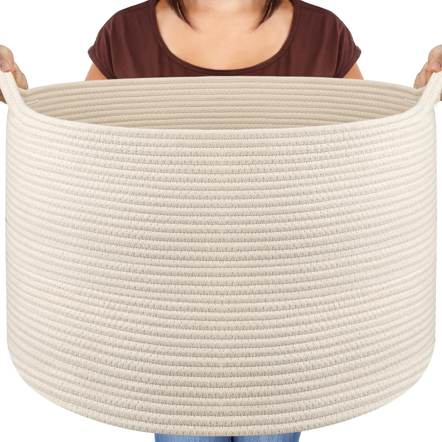 Cesta Giochi e Coperte Bambini XL | Cesto Intrecciato Cotone 50cm
