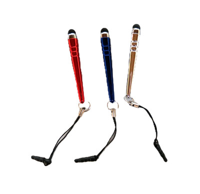 Neon Colors 3 pcs. No-Lose Touchscreen Stylus 2.25'', Plugs in to 3.5 Audio Jack