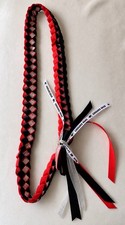 Graduation Braided Lei Red, Black  Silver Satin Ribbon Congrats Grad ribbon