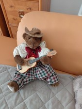 Mohair Teddybär mit Gitarre Spieluhr Vintage