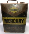 Vintage Sunoco Gas Station Mercury Motor Oil 2 Gallon Metal Tin Can Empty Petrol — photo 1