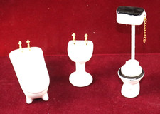 Dollhouse Bathroom Set Porcelain Bathtub Toilet Sink New