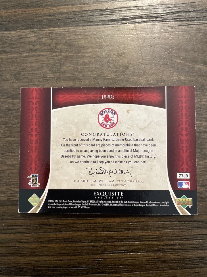 2006 Upper Deck Exquisite Patch Manny Ramirez Gold /25 Red Sox - Image 2 of 3