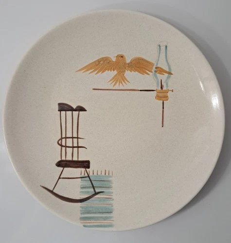 Vintage Hearthside Red Wing Dinner Plate 10.75"D Handpaintd Eagle Chair Lamp Rug