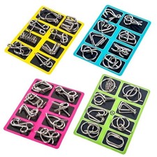 8PCS Metal Wire Brain Teaser Puzzle Set IQ Mind Game Educational Toy Adults