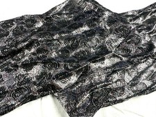 Elaborate Shinny Black  Silver Long Dinner Soft Scarf 9  x60  Black Fringe