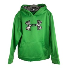 Under Armour Hoodie Boys Size M Bright Green Large Graphic Logo
