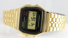 Casio A159WGEA-1D Men's Digital Gold and Black Watch Stainless Steel New