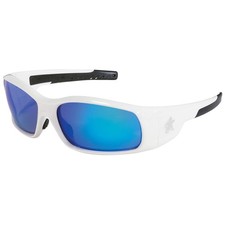 MCR Safety Swagger SR1 Safety Glasses White with Blue Diamond Mirror Lenses