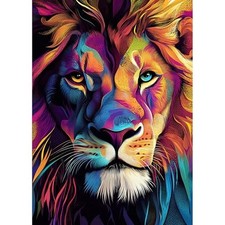 Lion Diamond Art Kits for Adults, 5D Full Drill Round Colourful Painting lion