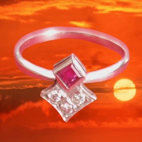 I Ring Design Jugendstil I Echt 585 Weißgold I Echter Rubin +3 Echte Diamanten I - Bild 2 von 4