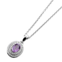 Amethyst Kette Silber 925 Nat. Amethyst 0.29Ct WeißE Nat. Zirkone