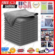 Microfiber Cleaning Cloth Grey - 12 Pcs 12.5"x12.5" - High Performance - 1200...