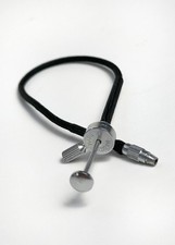 Locking vintage cable release, 7", Made in Japan, Braided cloth over wire