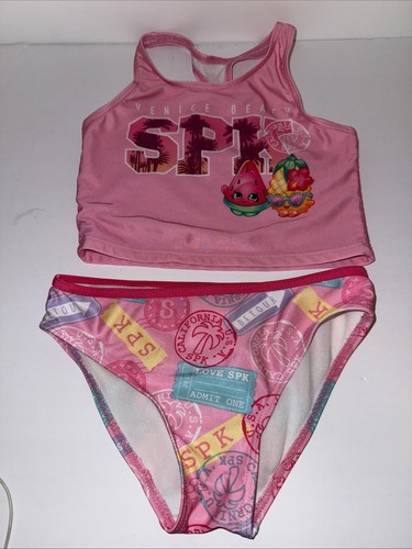 Mädchen Shopkins Rosa Venice Strand Tankini Badeanzug 2-teilig Größe 6x