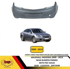 VAUXHALL INSIGNIA 2009 -2013 REAR BUMPER PRIMED WITH PARKING SENSOR HOLES
