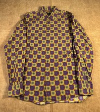 Prada Geometric Medallion Pattern Cotton Made in Italy Multi Color Shirt Size 40