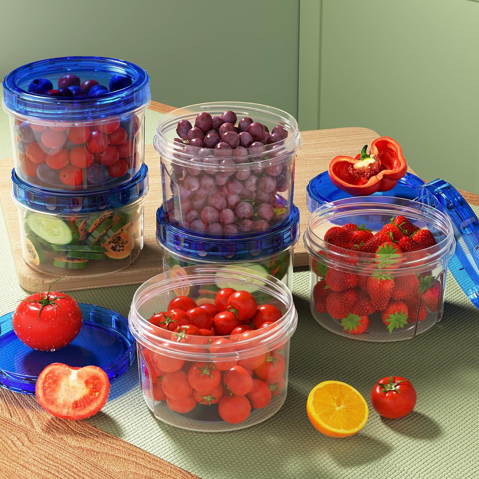 Freezer Storage Containers 6 Pack-16 Oz Airtight Plastic Food Storage Contain