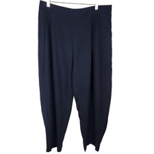 HALARA Barrel Leg Work Pants Womens XL Navy Elastic Waist Pleated Tapered Leg